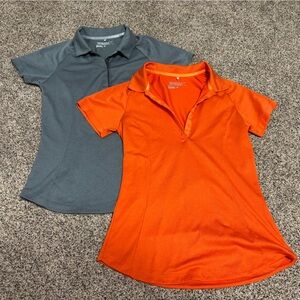 Two! Nike Women’s Dri Fit Golf Tour Performance Small Polos - Orange and Gray